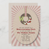 クリスマスリースの新築祝いパーティー招待状 招待状 (正面/裏面)