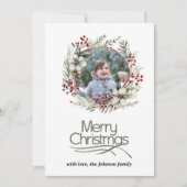 クリスマスリースの果実の花と葉写真 シーズンカード (正面)