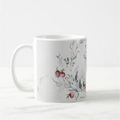 クリスマスリースの水彩ウッドランドディアー コーヒーマグカップ (左)