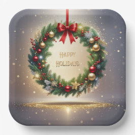 クリスマスリースの祭典 ホリデー紙皿 ペーパープレート