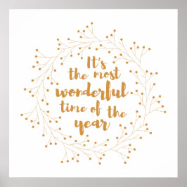 クリスマスリースの素晴らしい時間 – 金色 ポスター