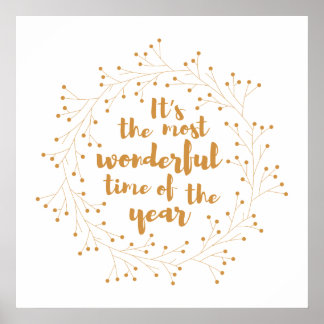 クリスマスリースの素晴らしい時間 – 金色 ポスター