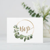 クリスマスリースの結婚式　ゴールド　RSVP　郵送不要 出欠カード (スタンド正面)