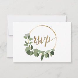 クリスマスリースの結婚式 ゴールド RSVP 郵送不要 出欠カード