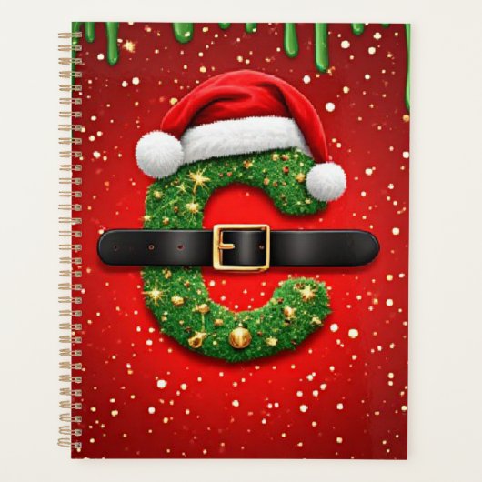 クリスマスリースの装飾がされたサンタのCの文字🎁 プランナー手帳 (正面)