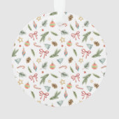 クリスマスリースの赤い（鳥）ショウジョウコウカンチョウ – 水彩色O オーナメント (裏面)