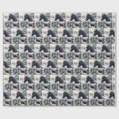 クリスマスリースの黒馬 ラッピングペーパー (フラット)