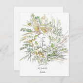 クリスマスリースのSave the Date 招待状 (正面/裏面)