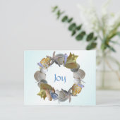 クリスマスリースのSeashellsカスタムグリーティングカード シーズンポストカード (スタンド正面)