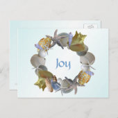 クリスマスリースのSeashellsカスタムグリーティングカード シーズンポストカード (正面/裏面)