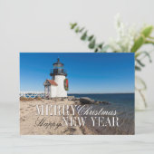 クリスマスリースを飾ったビーチの灯台 シーズンカード (スタンド正面)