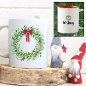 クリスマスリースウォーターカラーレッドベリー&パイン ツートーンマグカップ