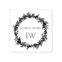 クリスマスリースウッドアートスタンプとイニシャル