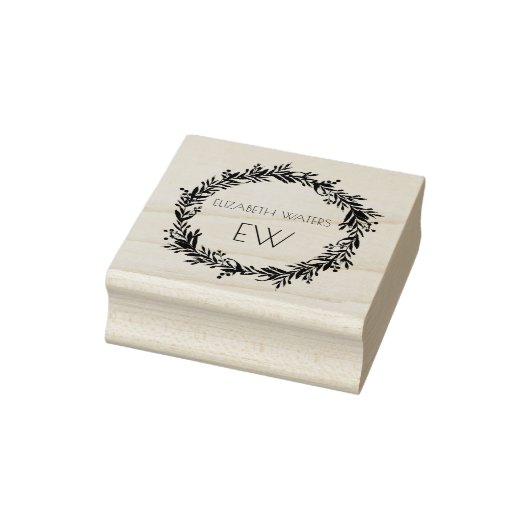 クリスマスリースウッドアートスタンプとイニシャル ラバースタンプ (スタンプ)