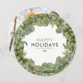 クリスマスリースエレガントモダンシック写真 シーズンカード (正面/裏面)