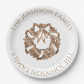 クリスマスリースエレガント金ゴールドと白 ペーパープレート (正面)