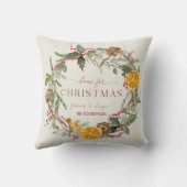 クリスマスリースオレンジホリーリボンのホーム クッション (裏面)