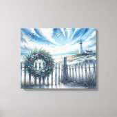 クリスマスリースオンビーチフェンス キャンバスプリント (正面)