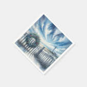 クリスマスリースオンビーチフェンス スタンダードカクテルナプキン (角)