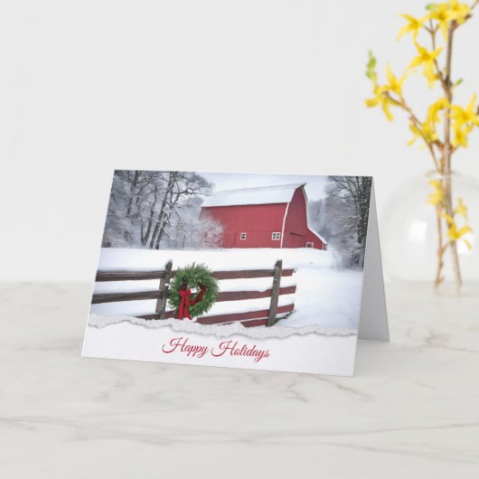 クリスマスリースオンファームフェンス カード (黄色い花)