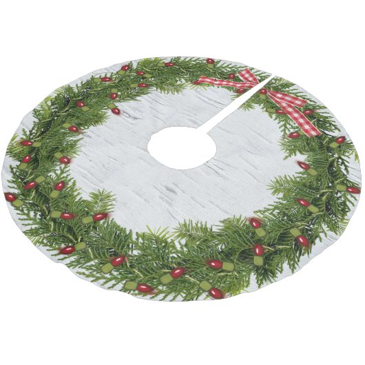 クリスマスリースオン樺の木 ブラッシュドポリエステルツリースカート (アングル)