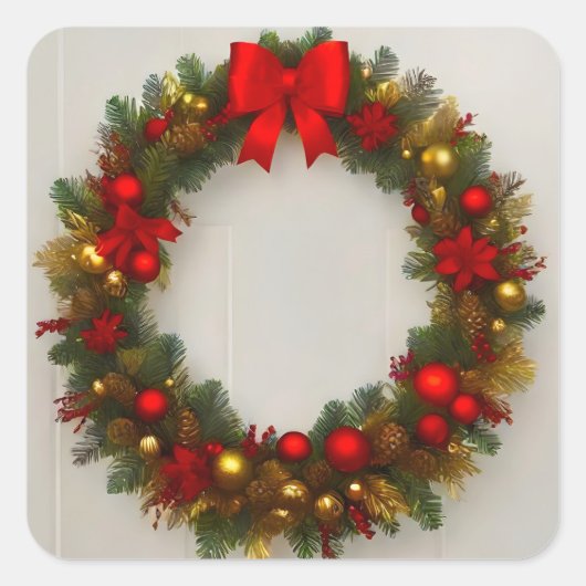 クリスマスリースオーナメント スクエアシール (正面)