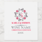 クリスマスリースカスタマイズ可能テンプレート ワインラベル (シングルラベル)