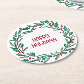クリスマスリースカスタムハンドドロッドホリデー ラウンドペーパーコースター (アングル)
