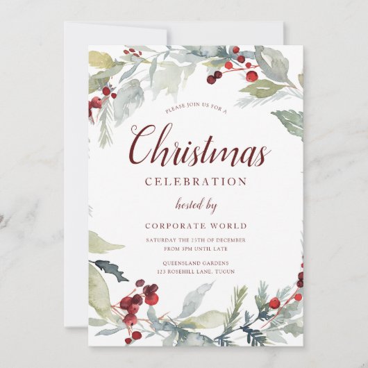 クリスマスリースガラ企業のクリスマスパーティー 招待状 (正面)
