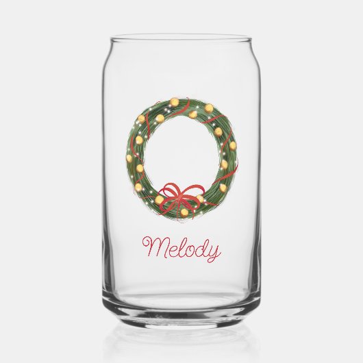 クリスマスリースキッズミパーソナライズされたルク ガラス缶 (正面)