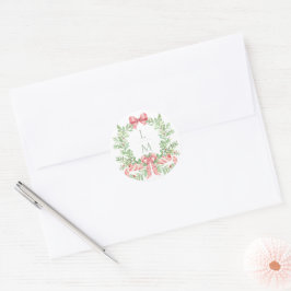 クリスマスリースキャンディーケーンボウ |モノグラム結婚ズ ラウンドシール