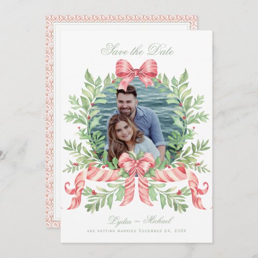 クリスマスリースキャンディーケーンボウ |写真 セーブザデート (正面/裏面)