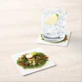 クリスマスリースキャンドルリングや輪 スクエアペーパーコースター (インサイチュ)