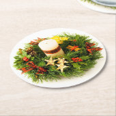 クリスマスリースキャンドルリングや輪 ラウンドペーパーコースター (アングル)