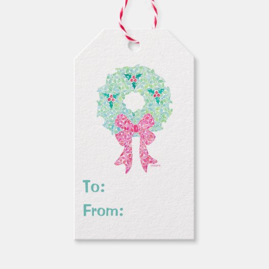 クリスマスリースギフトラベルby Sue Weidlich ギフトタグ (正面)