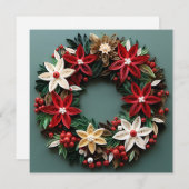 クリスマスリースクイルの休日グリーティングカード シーズンカード (正面/裏面)