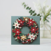 クリスマスリースクイルの休日グリーティングカード シーズンカード (スタンド正面)