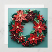 クリスマスリースクイルの休日グリーティングカード シーズンカード (正面/裏面)