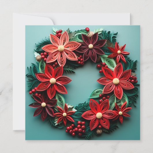 クリスマスリースクイルの休日グリーティングカード シーズンカード (正面)