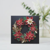 クリスマスリースクイルの休日グリーティングカード シーズンカード (スタンド正面)