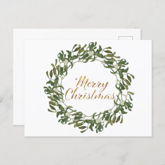 クリスマスリースグリーンと神メリークリスマス ポストカード
