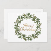 クリスマスリースグリーンと神メリークリスマス ポストカード (正面/裏面)