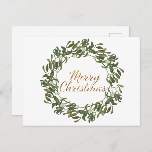 クリスマスリースグリーンと神メリークリスマス ポストカード (正面/裏面)