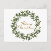 クリスマスリースグリーンと神メリークリスマス ポストカード (正面)