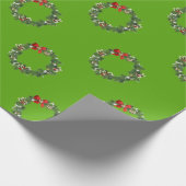 クリスマスリースグリーンホリデイ ラッピングペーパー (角)