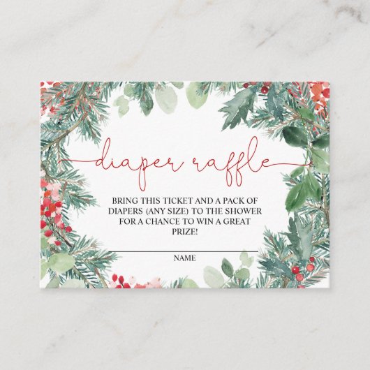 クリスマスリースグリーンリーオムツラッフルカード エンクロージャーカード (正面)