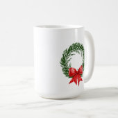 クリスマスリースコーヒーマグ(赤いリボン付き) コーヒーマグカップ (正面右)