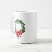 クリスマスリースコーヒーマグ(赤いリボン付き) コーヒーマグカップ (正面左)