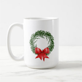 クリスマスリースコーヒーマグ（赤いリボン付き） コーヒーマグカップ