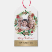 クリスマスリースゴル牡丹バラフローラ写真 ギフトタグ (正面)